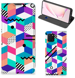 B2Ctelecom GSM Hoesje Gepersonaliseerd Cadeau Samsung Galaxy Note 10 Lite Wallet Case Blokken Kleurrijke