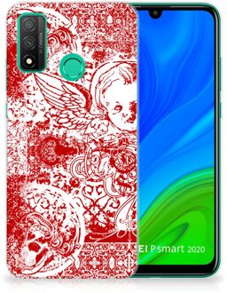 B2Ctelecom GSM Hoesje Huawei P Smart 2020 Back Case TPU Siliconen Hoesje Angel Skull Red