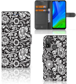 B2Ctelecom GSM Hoesje Huawei P Smart 2020 Beschermhoes Black Flowers