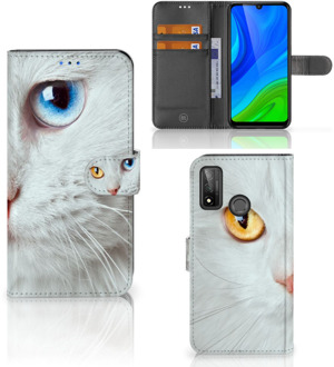 B2Ctelecom GSM Hoesje Huawei P Smart 2020 Bookcover Case Witte Kat