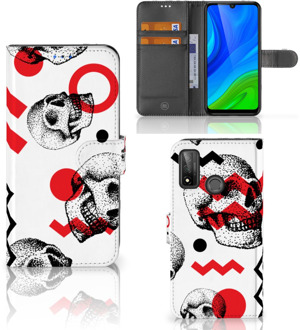 B2Ctelecom GSM Hoesje Huawei P Smart 2020 Bookstyle Case Skull Red