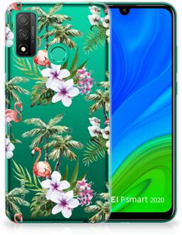 B2Ctelecom GSM Hoesje Huawei P Smart 2020 Doorzichtig Hoesje Flamingo Palms