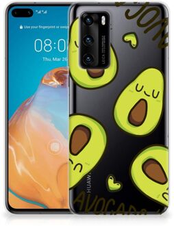 B2Ctelecom GSM Hoesje Huawei P40 Backcase TPU Siliconen Hoesje Transparant Avocado Singing