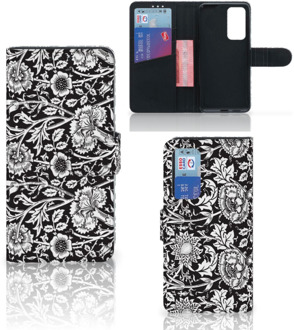 B2Ctelecom GSM Hoesje Huawei P40 Beschermhoes Black Flowers