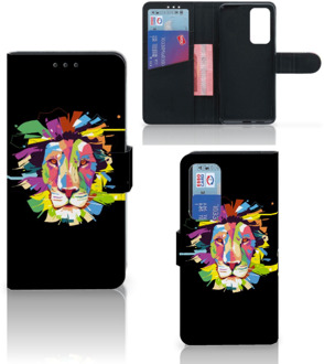 B2Ctelecom GSM Hoesje Huawei P40 Book Cover Lion Color