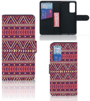 B2Ctelecom GSM Hoesje Huawei P40 Bookcase Aztec Purple