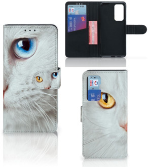 B2Ctelecom GSM Hoesje Huawei P40 Bookcover Case Witte Kat