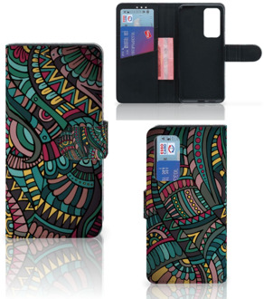 B2Ctelecom GSM Hoesje Huawei P40 Flip Case Aztec