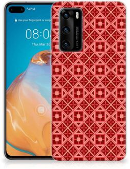 B2Ctelecom GSM Hoesje Huawei P40 Hoesje met Tekst Batik Red