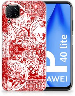 B2Ctelecom GSM Hoesje Huawei P40 Lite Back Case TPU Siliconen Hoesje Angel Skull Red