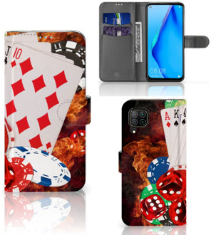 B2Ctelecom GSM Hoesje Huawei P40 Lite Book Wallet Case Personaliseren Casino