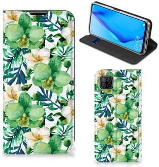 B2Ctelecom GSM Hoesje Huawei P40 Lite Bookcase Cover Orchidee Groen