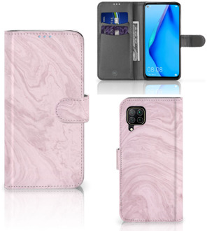 B2Ctelecom GSM Hoesje Huawei P40 Lite Flip Case Marble Pink