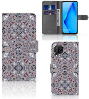 B2Ctelecom GSM Hoesje Huawei P40 Lite Flipcover Flower Tiles