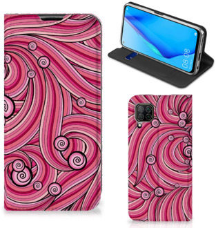 B2Ctelecom GSM Hoesje Huawei P40 Lite Foto Hoesje ontwerpen Swirl Pink