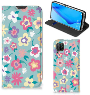 B2Ctelecom GSM Hoesje Huawei P40 Lite Fotohoesje ontwerpen Flower Power