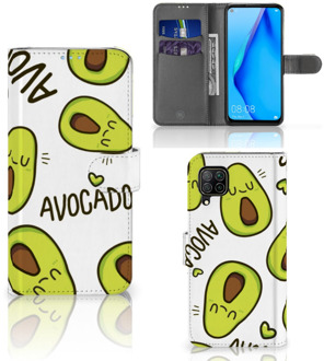 B2Ctelecom GSM Hoesje Huawei P40 Lite Mobiel Bookcase Valentijn Cadeautje Haar Avocado Singing