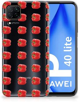 B2Ctelecom GSM Hoesje Huawei P40 Lite Smartphonehoesje Transparant Paprika Red