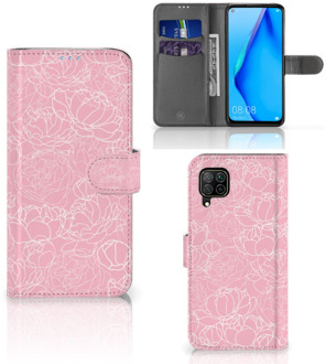 B2Ctelecom GSM Hoesje Huawei P40 Lite Telefoonhoesje Tekst White Flowers