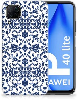 B2Ctelecom GSM Hoesje Huawei P40 Lite Trendy Telefoonhoesjes Flower Blue