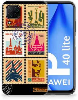 B2Ctelecom GSM Hoesje Huawei P40 Lite Trendy Telefoonhoesjes Postzegels