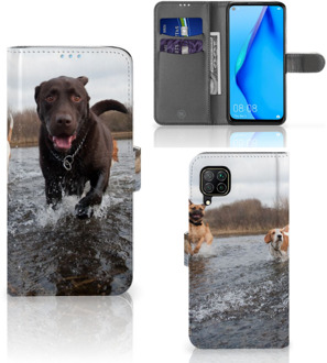 B2Ctelecom GSM Hoesje Huawei P40 Lite Wallet Book Case Honden Labrador