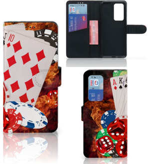 B2Ctelecom GSM Hoesje Huawei P40 Pro Book Wallet Case Personaliseren Casino