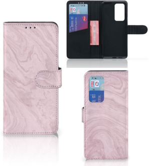 B2Ctelecom GSM Hoesje Huawei P40 Pro Flip Case Marble Pink