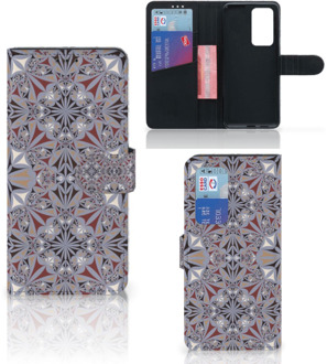 B2Ctelecom GSM Hoesje Huawei P40 Pro Flipcover Flower Tiles