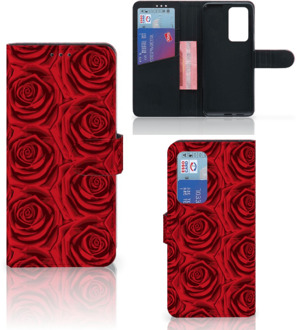 B2Ctelecom GSM Hoesje Huawei P40 Pro Mobiel Bookcase Red Roses