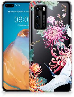 B2Ctelecom GSM Hoesje Huawei P40 Smartphonehoesje Customize Bird Flowers