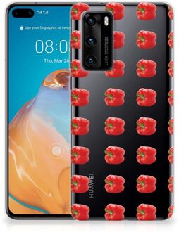 B2Ctelecom GSM Hoesje Huawei P40 Smartphonehoesje Transparant Paprika Red