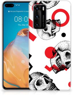 B2Ctelecom GSM Hoesje Huawei P40 TPU Bumper Skull Red