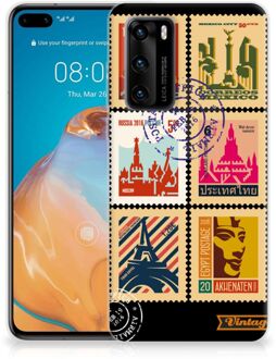 B2Ctelecom GSM Hoesje Huawei P40 Trendy Telefoonhoesjes Postzegels