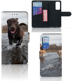 B2Ctelecom GSM Hoesje Huawei P40 Wallet Book Case Honden Labrador