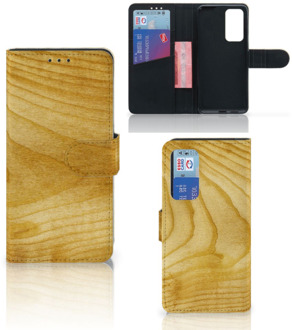 B2Ctelecom GSM Hoesje Huawei P40 Wallet Book Case Licht Hout