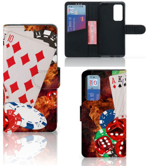 B2Ctelecom GSM Hoesje Huawei P40 Wallet Book Case Personaliseren Casino