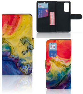 B2Ctelecom GSM Hoesje Huawei P40 Wallet Book Case Watercolor Dark