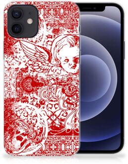 B2Ctelecom GSM Hoesje iPhone 12 | 12 Pro (6.1") Back Case TPU Siliconen Hoesje Angel Skull Red