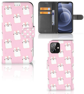 B2Ctelecom GSM Hoesje iPhone 12 | 12 Pro (6.1") Bookcase Valentijn Cadeaus Sleeping Cats