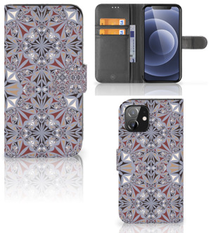 B2Ctelecom GSM Hoesje iPhone 12 | 12 Pro (6.1") Flipcover Flower Tiles