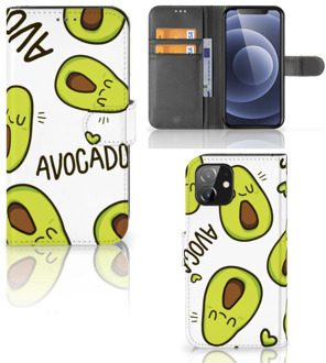 B2Ctelecom GSM Hoesje iPhone 12 | 12 Pro (6.1") Mobiel Bookcase Valentijn Cadeautje Haar Avocado Singing