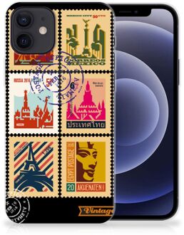 B2Ctelecom GSM Hoesje iPhone 12 | 12 Pro (6.1") Trendy Telefoonhoesjes Postzegels