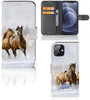 B2Ctelecom GSM Hoesje iPhone 12 | 12 Pro (6.1") Wallet Book Case Paarden