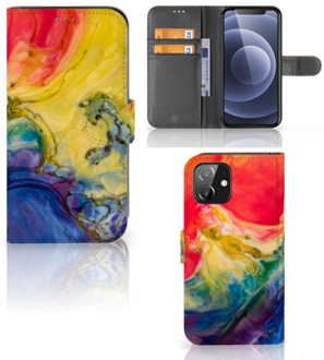 B2Ctelecom GSM Hoesje iPhone 12 | 12 Pro (6.1") Wallet Book Case Watercolor Dark