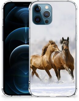 B2Ctelecom GSM Hoesje iPhone 12 | 12 Pro Bumper Hoesje met transparante rand Paarden