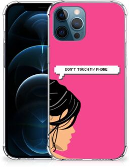 B2Ctelecom GSM Hoesje iPhone 12 | 12 Pro Cover Case met transparante rand Woman Don't Touch My Phone