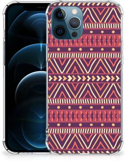 B2Ctelecom GSM Hoesje iPhone 12 | 12 Pro Hoesje met naam met transparante rand Aztec Purple