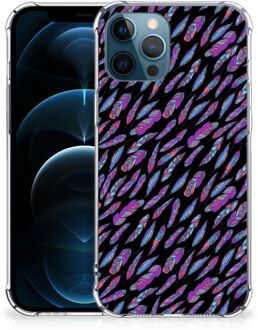 B2Ctelecom GSM Hoesje iPhone 12 | 12 Pro Hoesje met Tekst met transparante rand Feathers Color