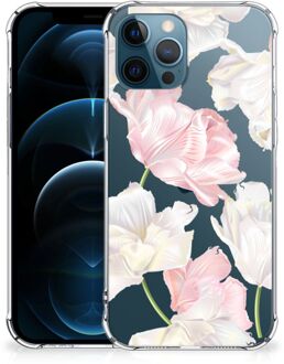 B2Ctelecom GSM Hoesje iPhone 12 | 12 Pro Leuk TPU Back Cover met transparante rand Mooie Bloemen